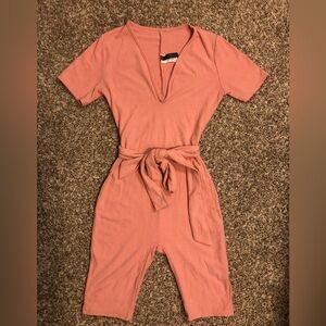 Pink Bodycon Romper with belt